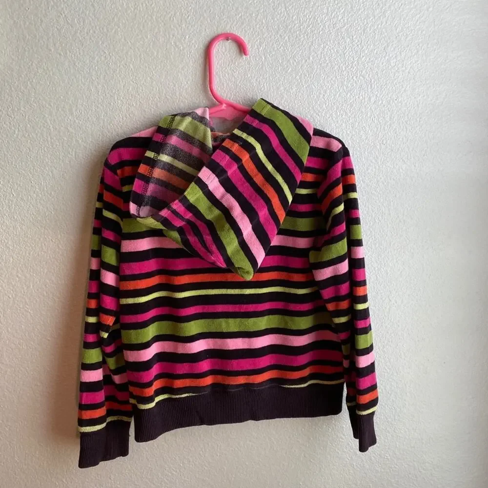 Gymboree Stripe Velour Hooded Zipper Jacket